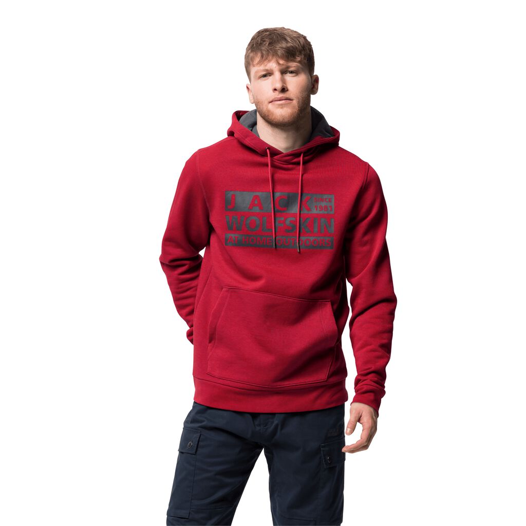 Jack Wolfskin BRAND HOODY φούτερ ανδρικα βαθυ κοκκινα | GR3130768